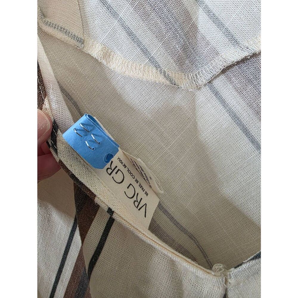 VRG GRL Opal Linen Maxi Dress Open Back Striped Cream Brown Size 8 - Picture 8 of 10